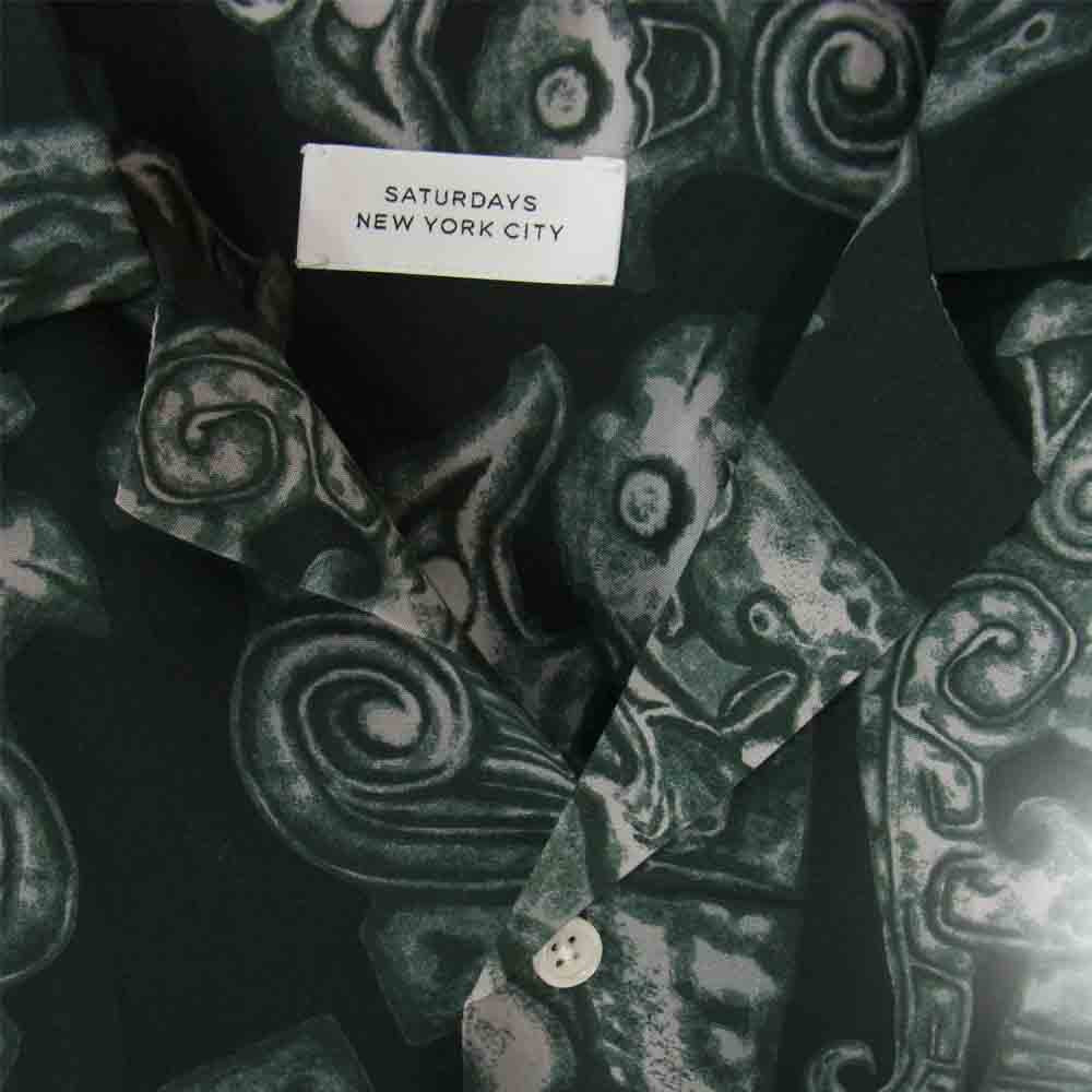 サタデーズニューヨーク M21820CT02 CANTY PENDANT レーヨン100％ 総柄 長袖 シャツ ブラック系 XS【新古品】【未使用】【中古】