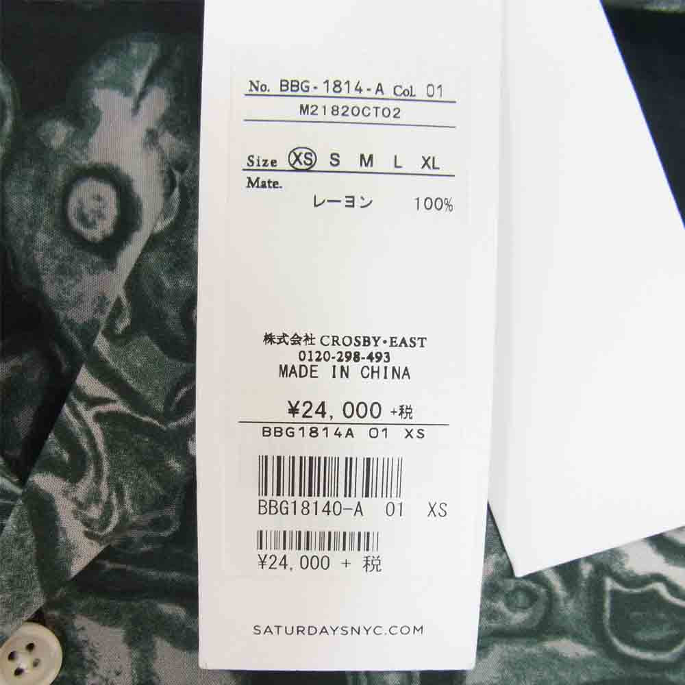 サタデーズニューヨーク M21820CT02 CANTY PENDANT レーヨン100％ 総柄 長袖 シャツ ブラック系 XS【新古品】【未使用】【中古】