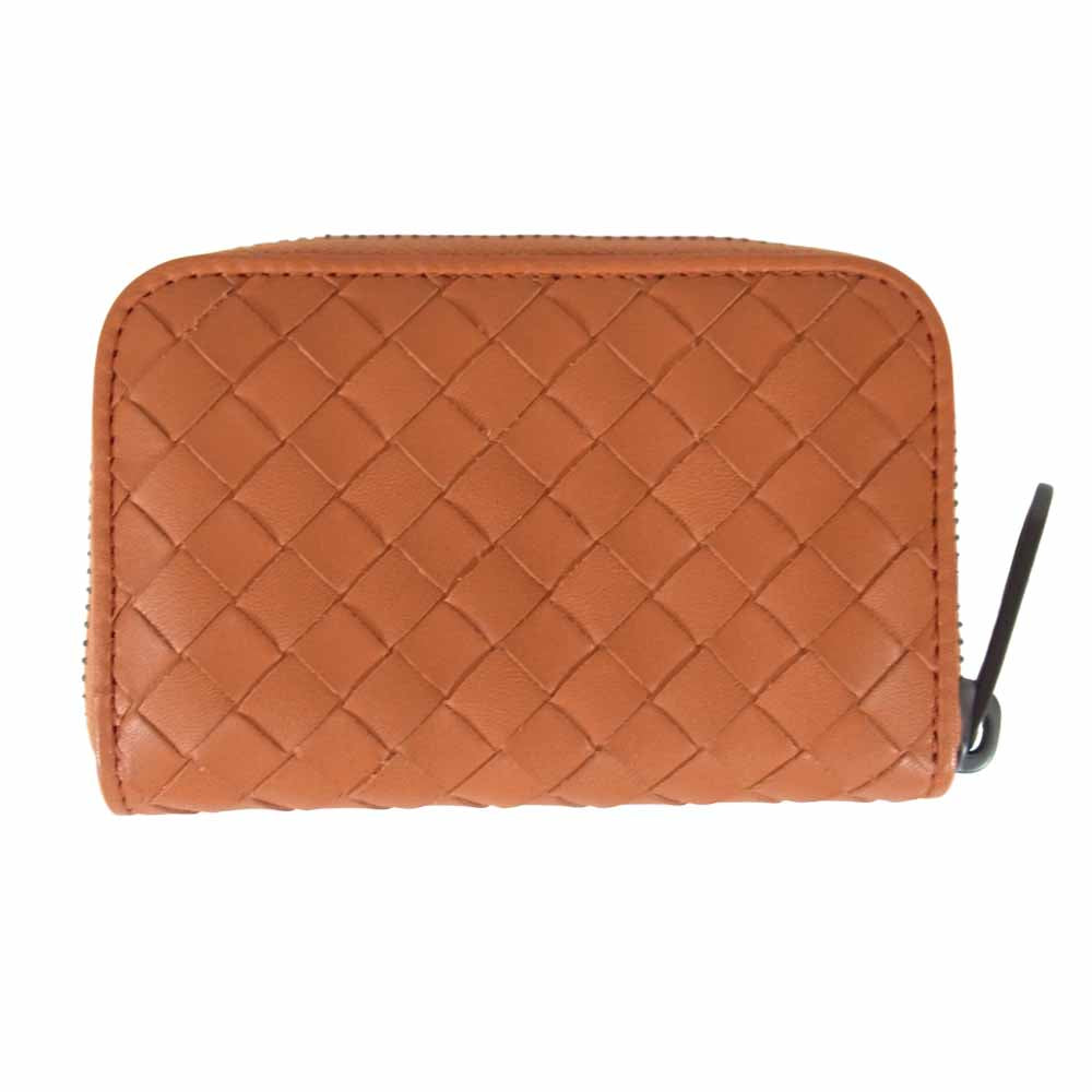 BOTTEGAVENETA ボッテガヴェネタ イントレチャート ジップ レザー コインケース オレンジ系【中古】