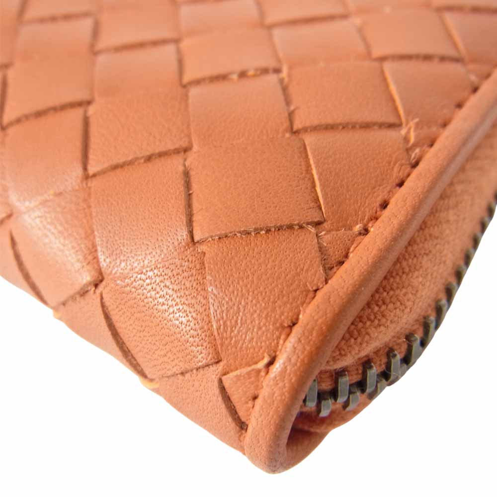 BOTTEGAVENETA ボッテガヴェネタ イントレチャート ジップ レザー コインケース オレンジ系【中古】