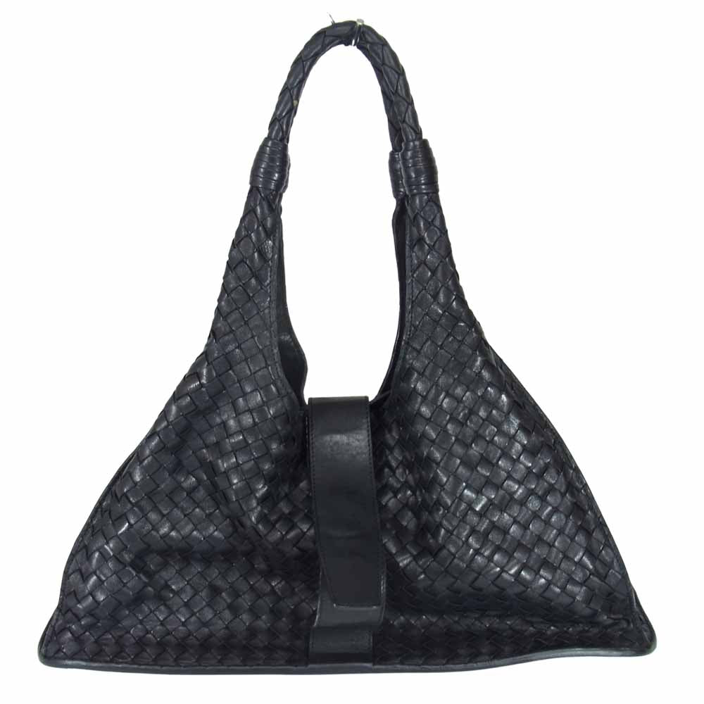 BOTTEGAVENETA ボッテガヴェネタ イントレチャート レザー ハンドバッグ ブラック系【中古】