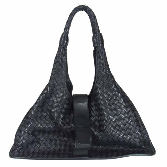 BOTTEGAVENETA ボッテガヴェネタ イントレチャート レザー ハンドバッグ ブラック系【中古】