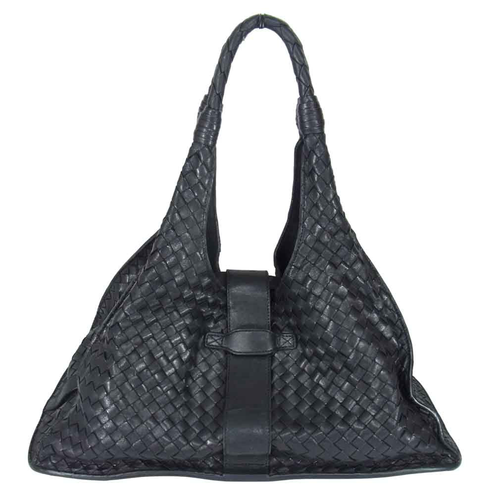 BOTTEGAVENETA ボッテガヴェネタ イントレチャート レザー ハンドバッグ ブラック系【中古】