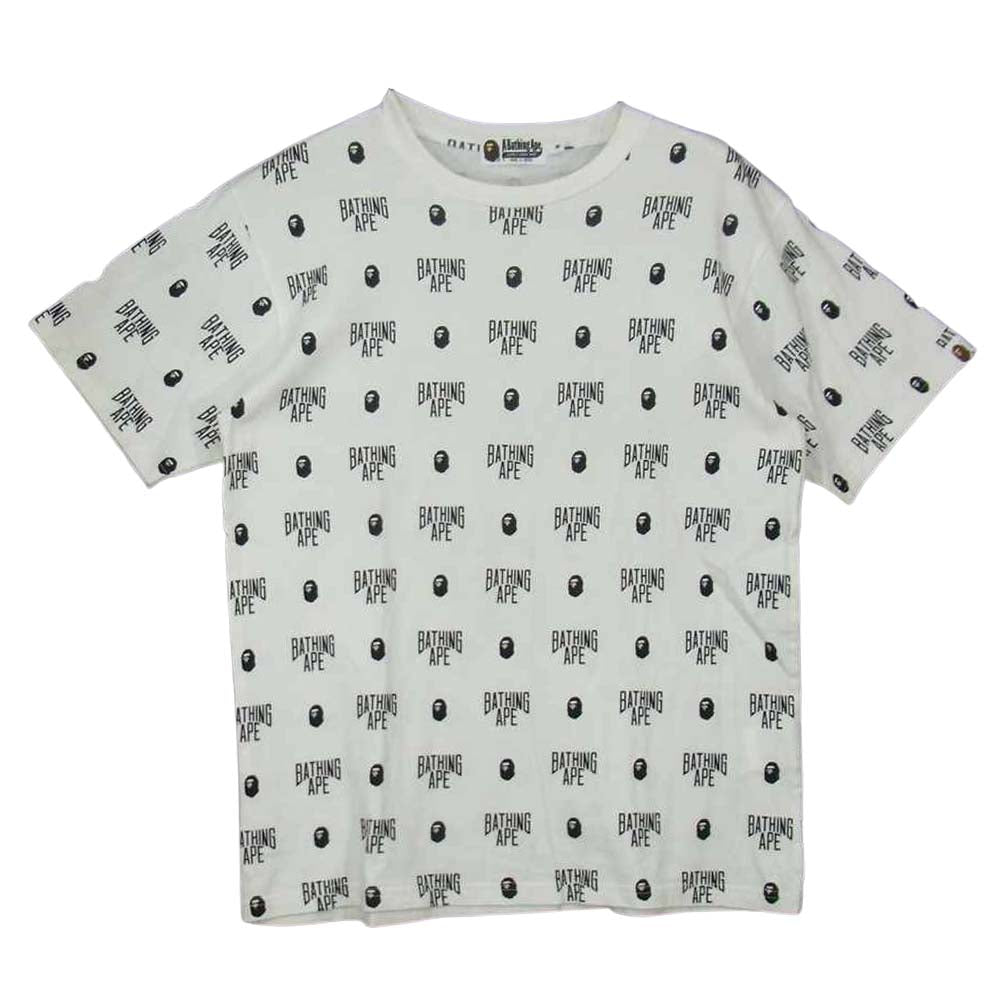 A BATHING APE アベイシングエイプ ロゴ 総柄Tシャツ ホワイト系【中古】