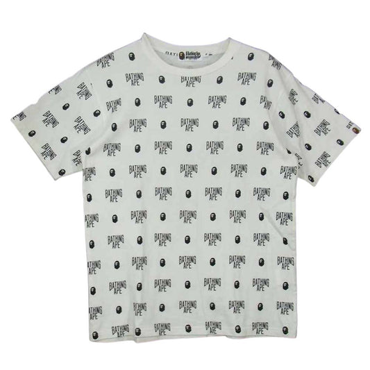 A BATHING APE アベイシングエイプ ロゴ 総柄Tシャツ ホワイト系【中古】