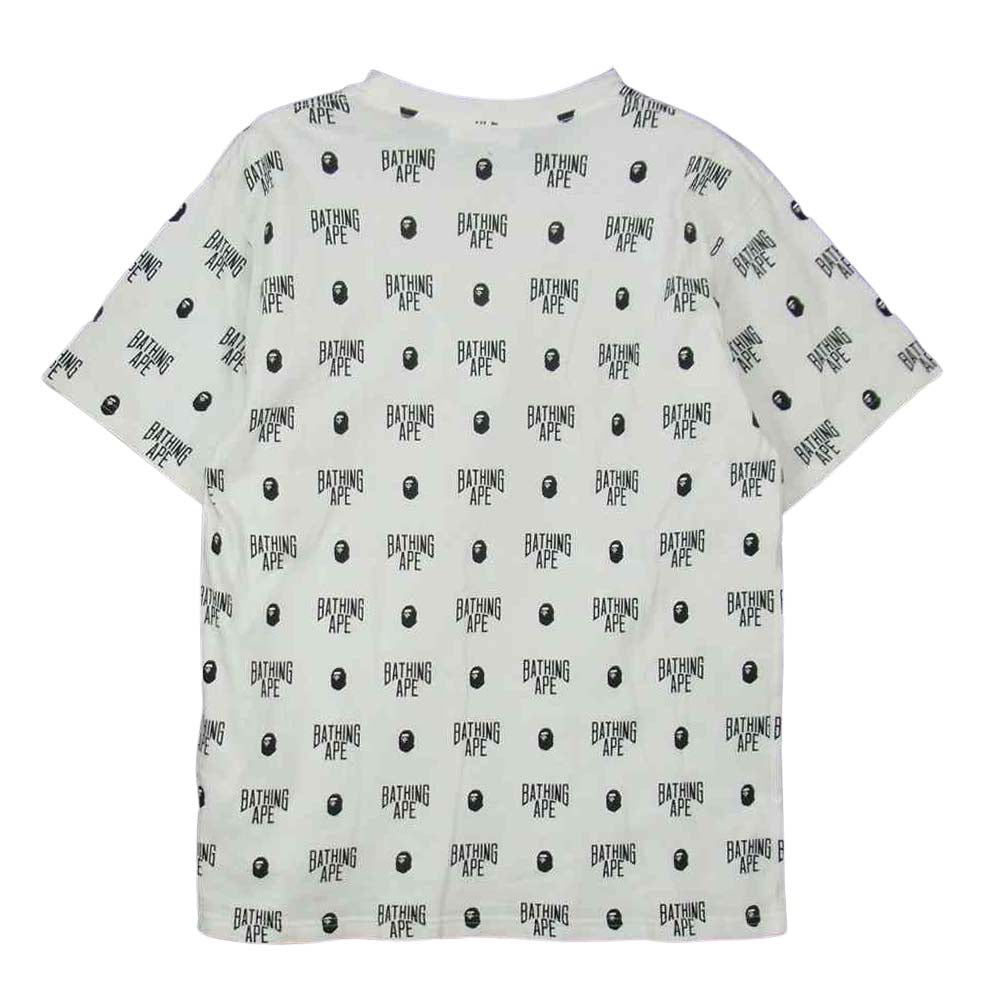 A BATHING APE アベイシングエイプ ロゴ 総柄Tシャツ ホワイト系【中古】
