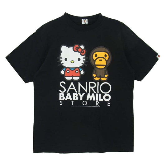 A BATHING APE アベイシングエイプ BAPE BABY MILO ベイビーマイロ × SANLIO サンリオ キティちゃん Tシャツ ブラック系【美品】【中古】