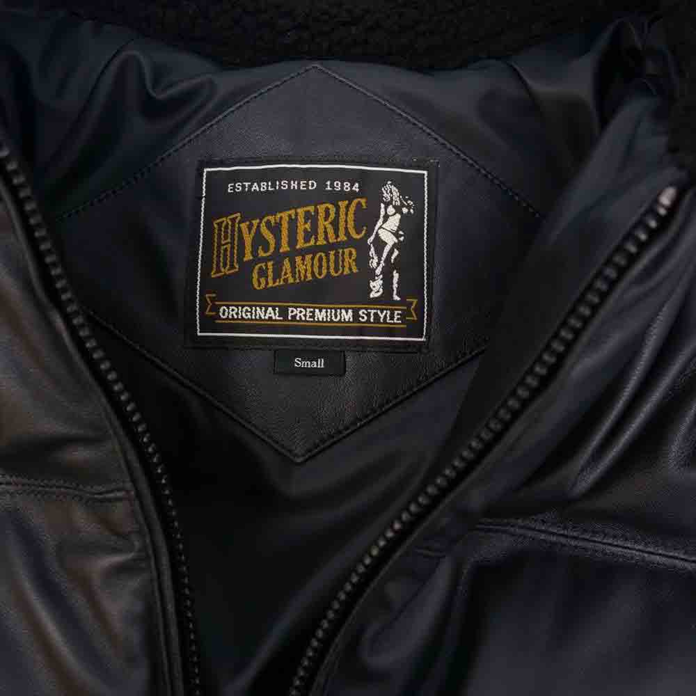 HYSTERIC GLAMOUR ヒステリックグラマー 02183LB01296 Leather Down Jacket レザー ダウンジャケット ブラック系 S【新古品】【未使用】【中古】