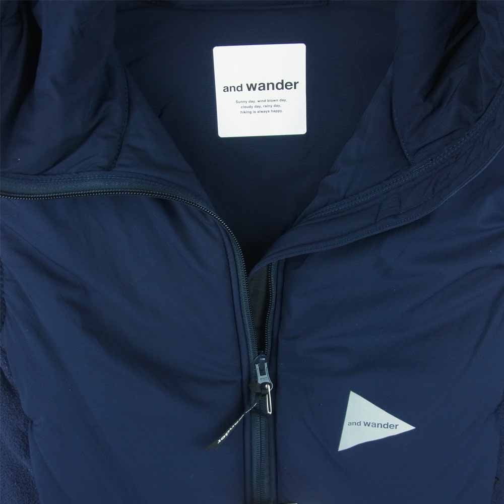アンドワンダー AW-JT992 TWILL FLEECE VEST ツイル フリース ベスト 日本製 ネイビー系 4【中古】