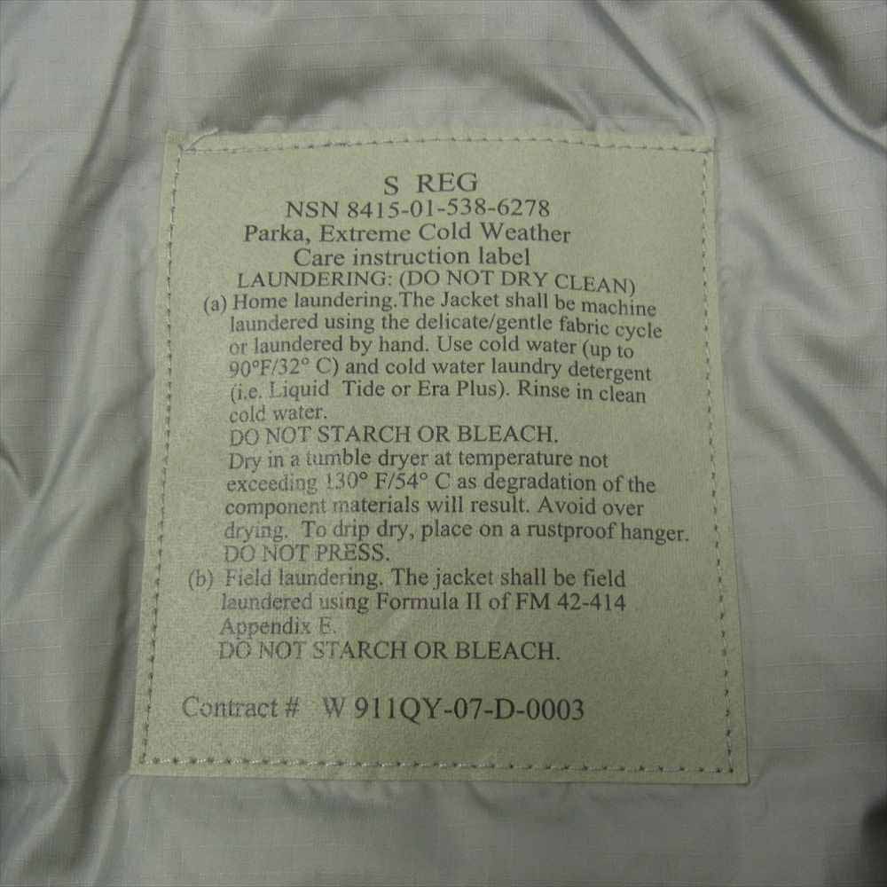 ミリタリー 8415-01-538-6278 00s WILDTHINGS社製 ECWCS GEN3 LEVEL7 EXTREME COLD WEATHER PARKA ハッピースーツ ミリタリー ジャケット S-R【中古】