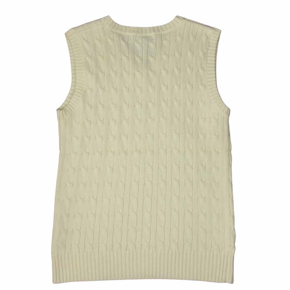POLO RALPH LAUREN ポロ・ラルフローレン Vネック ケーブル編み コットン ニット ベスト ホワイト系 L【中古】
