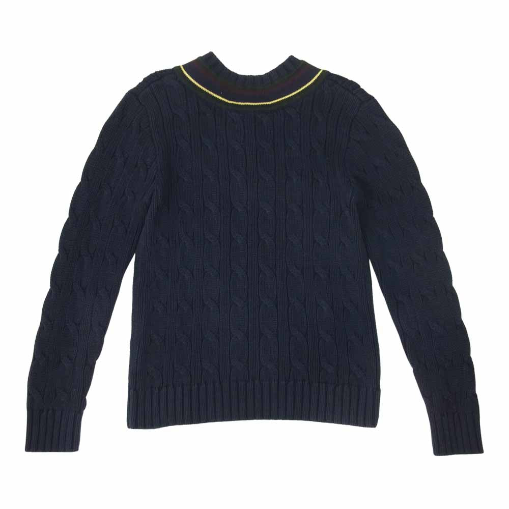 POLO RALPH LAUREN ポロ・ラルフローレン Vネック ケーブル編み コットン チルデン ニット セーター ネイビー系 L【中古】
