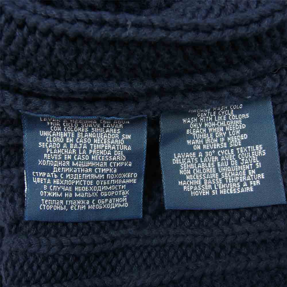 POLO RALPH LAUREN ポロ・ラルフローレン Vネック ケーブル編み コットン チルデン ニット セーター ネイビー系 L【中古】