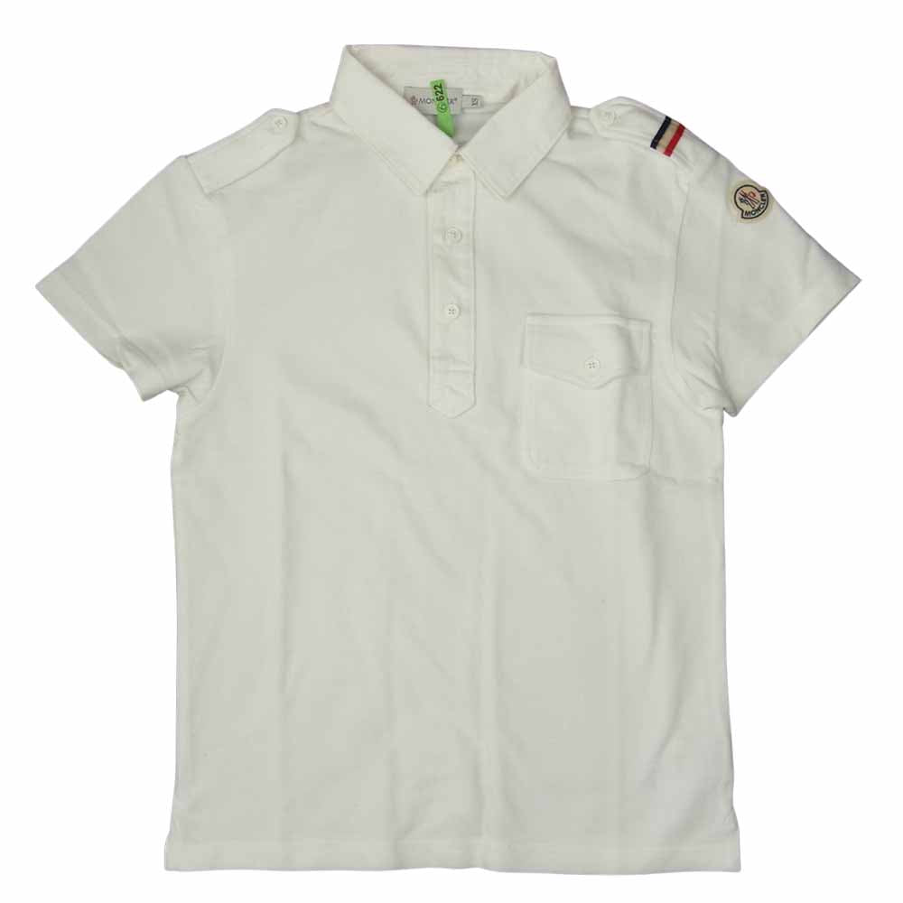 MONCLER モンクレール 83270-01 エポレット付 鹿の子 半袖 ポロシャツ ホワイト系 XS【中古】