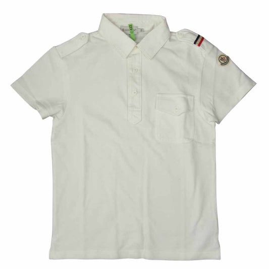 MONCLER モンクレール 83270-01 エポレット付 鹿の子 半袖 ポロシャツ ホワイト系 XS【中古】