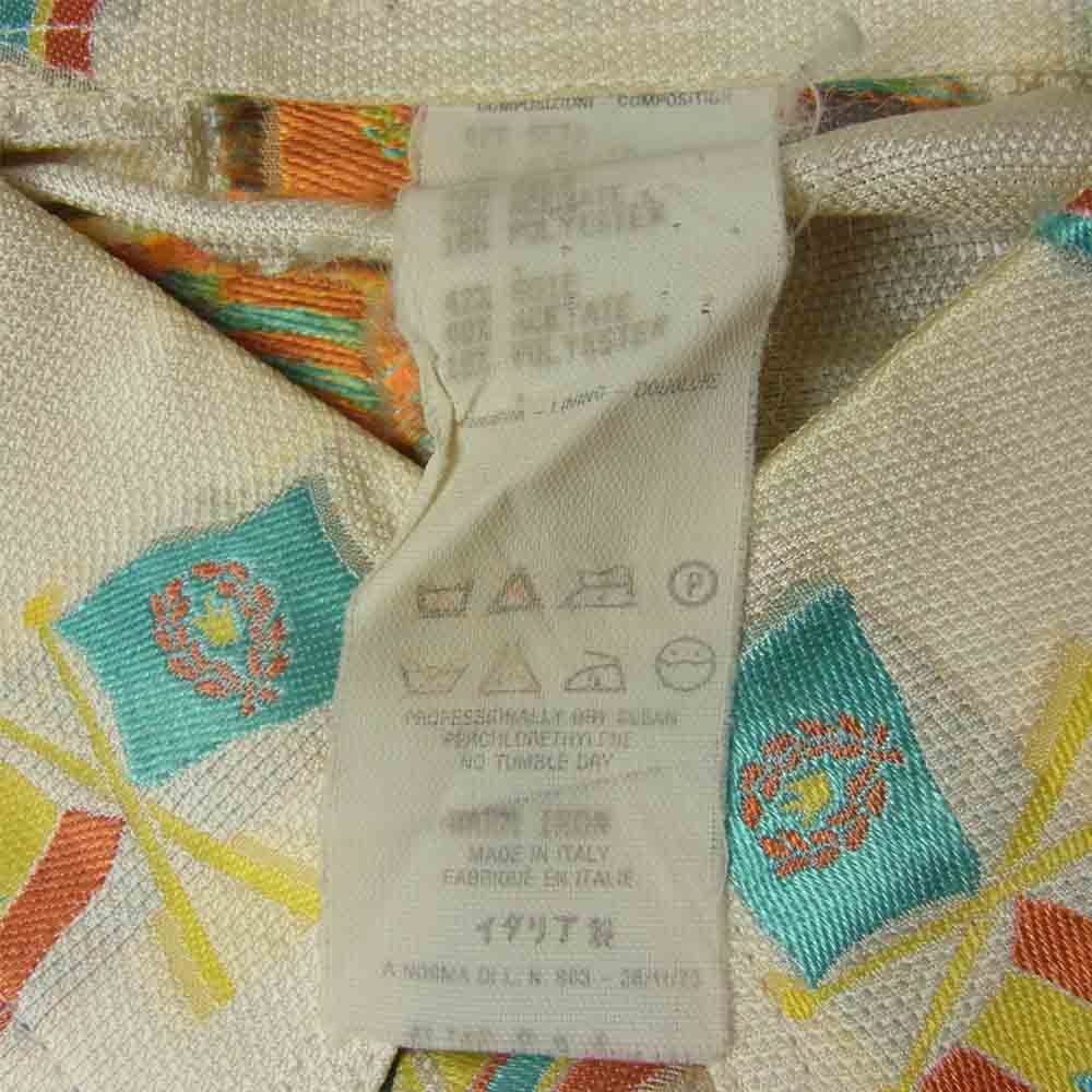 Gianni Versace ジャンニ・ヴェルサーチ イタリア製 フラッグ柄 シルク混 刺繍 シャツ オフホワイト系 52【中古】