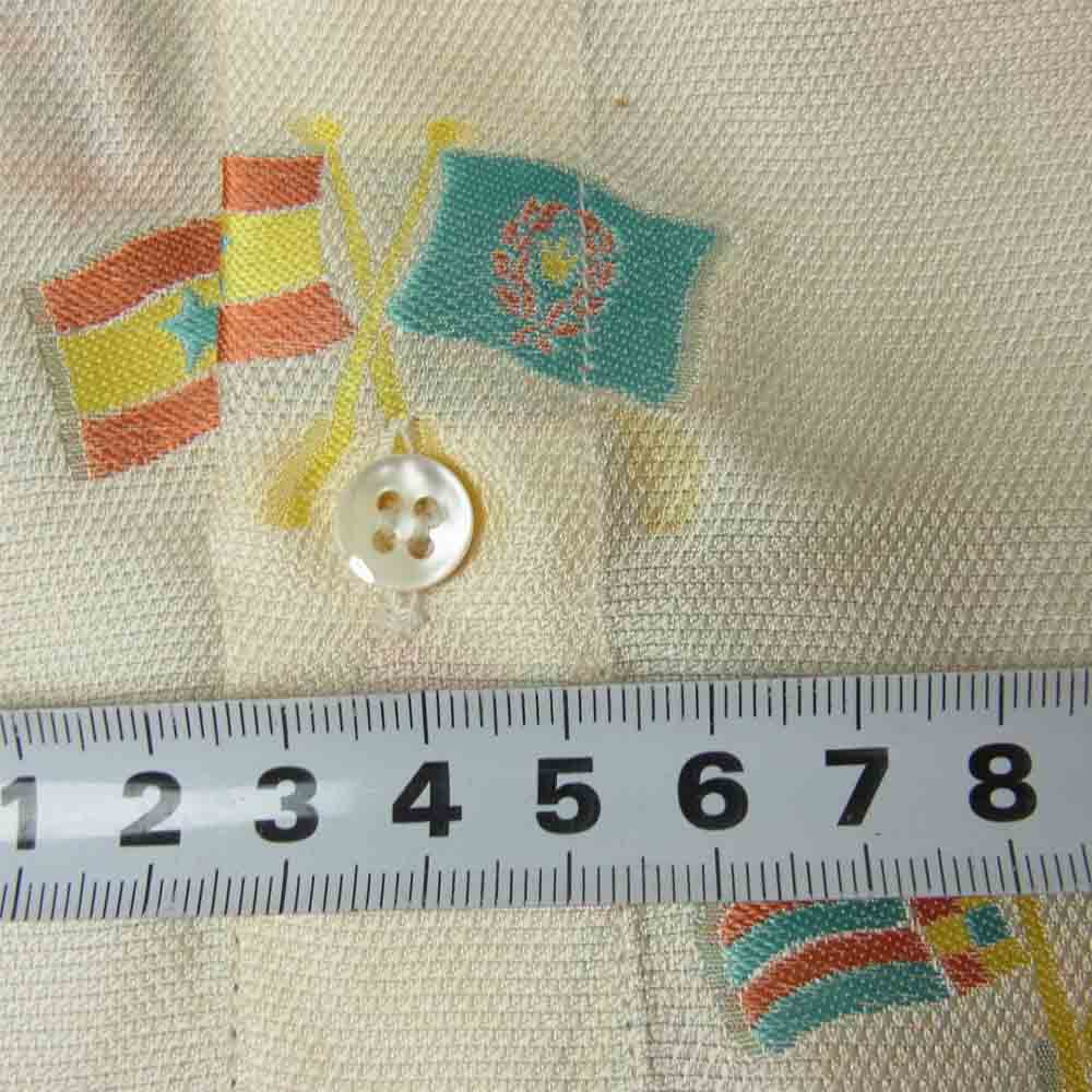 Gianni Versace ジャンニ・ヴェルサーチ イタリア製 フラッグ柄 シルク混 刺繍 シャツ オフホワイト系 52【中古】