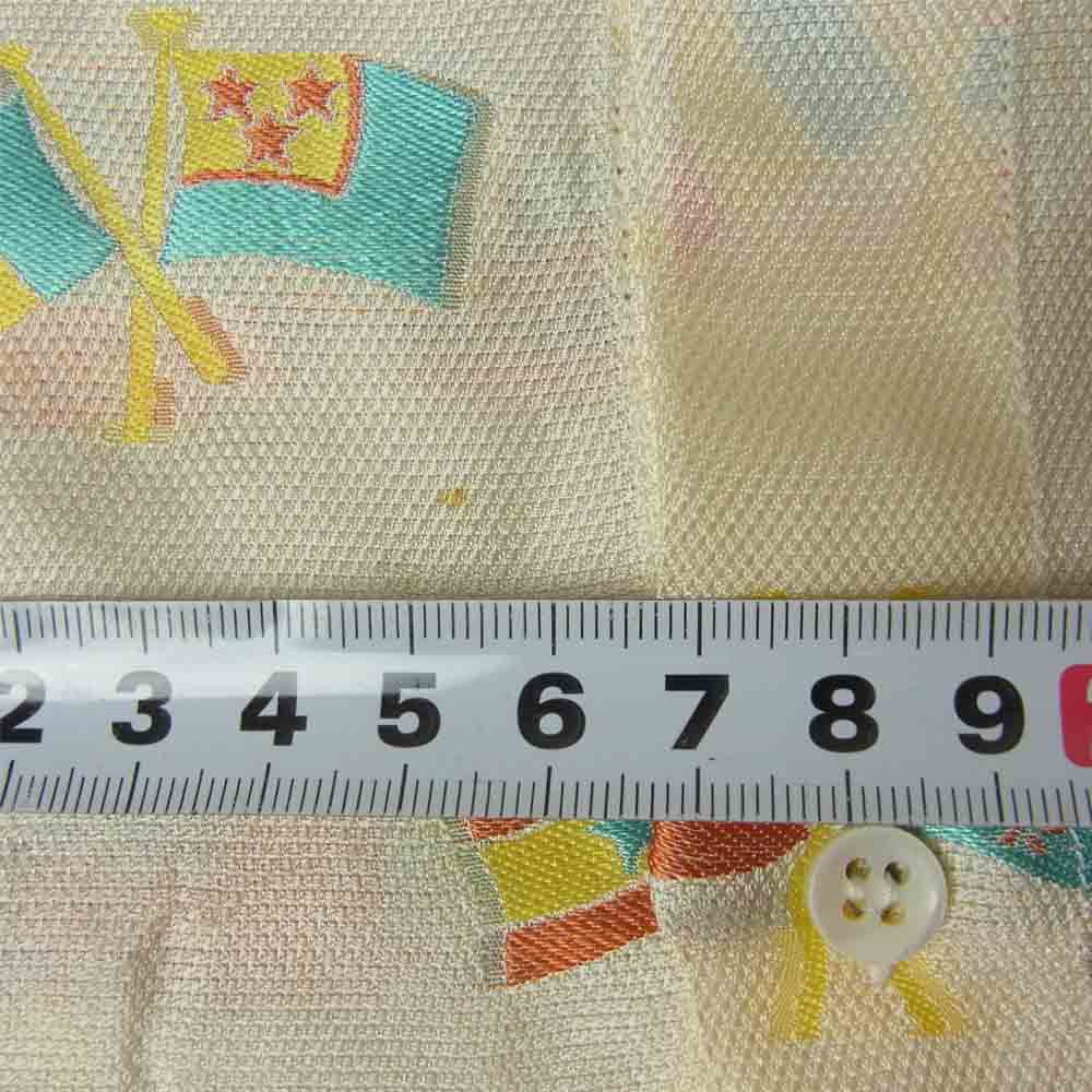 Gianni Versace ジャンニ・ヴェルサーチ イタリア製 フラッグ柄 シルク混 刺繍 シャツ オフホワイト系 52【中古】