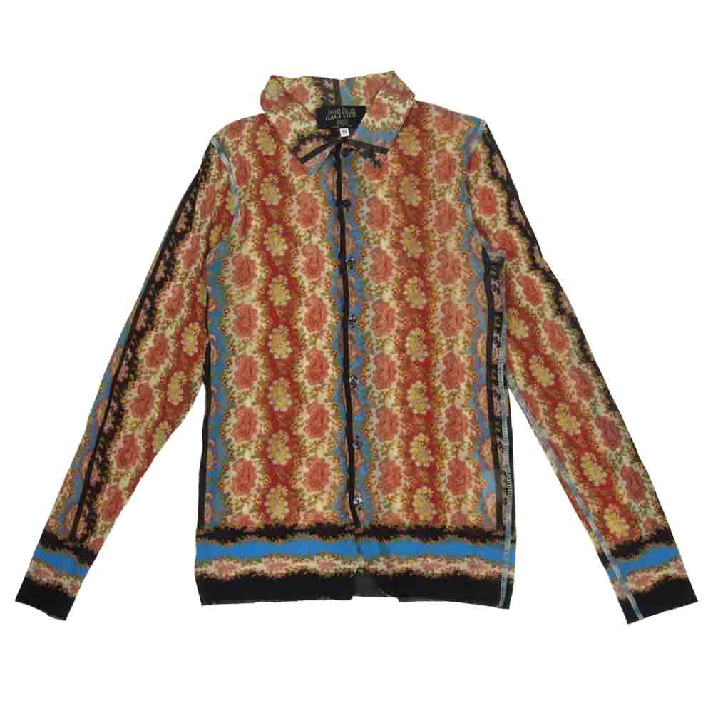 JEAN-PAUL GAULTIER ジャンポールゴルチエ MAILLE 国内正規品 イタリア製 ペイズリー柄 ストレッチ シースルー ブラウス シャツ マルチカラー系 M【中古】