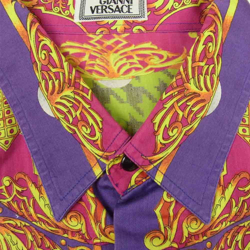Gianni Versace ジャンニ・ヴェルサーチ イタリア製 バロック総柄 コットン 比翼 シャツ マルチカラー系 46【中古】
