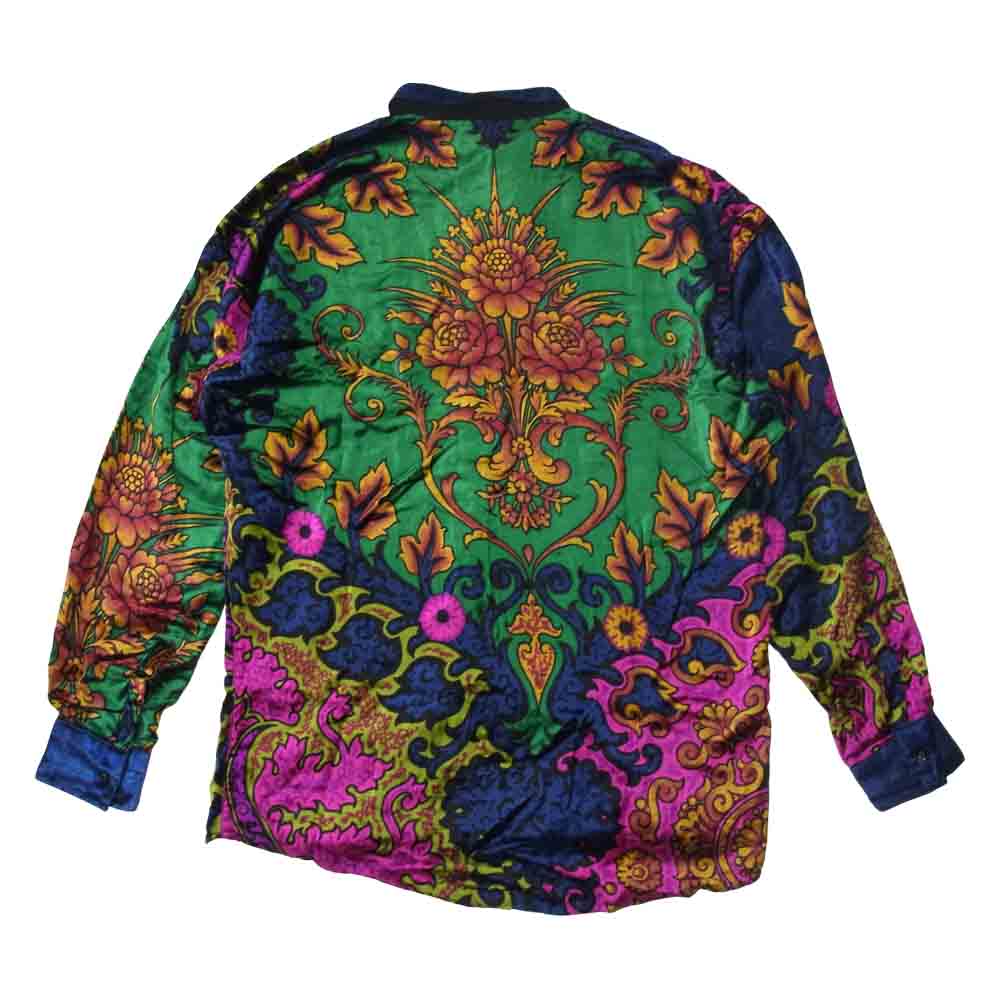 Gianni Versace ジャンニ・ヴェルサーチ イタリア製 シルク混ベルベット フラワー総柄 比翼 シャツ マルチカラー系 48【中古】