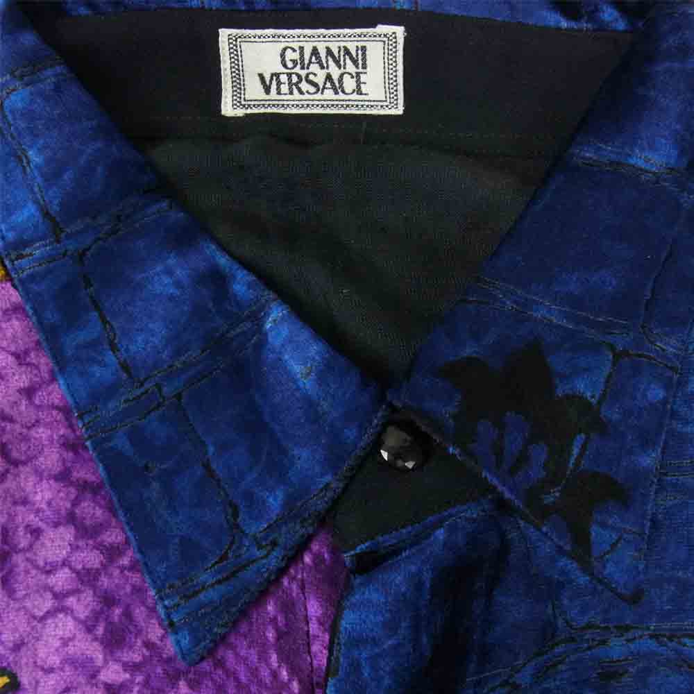 Gianni Versace ジャンニ・ヴェルサーチ イタリア製 シルク混ベルベット フラワー総柄 比翼 シャツ マルチカラー系 48【中古】