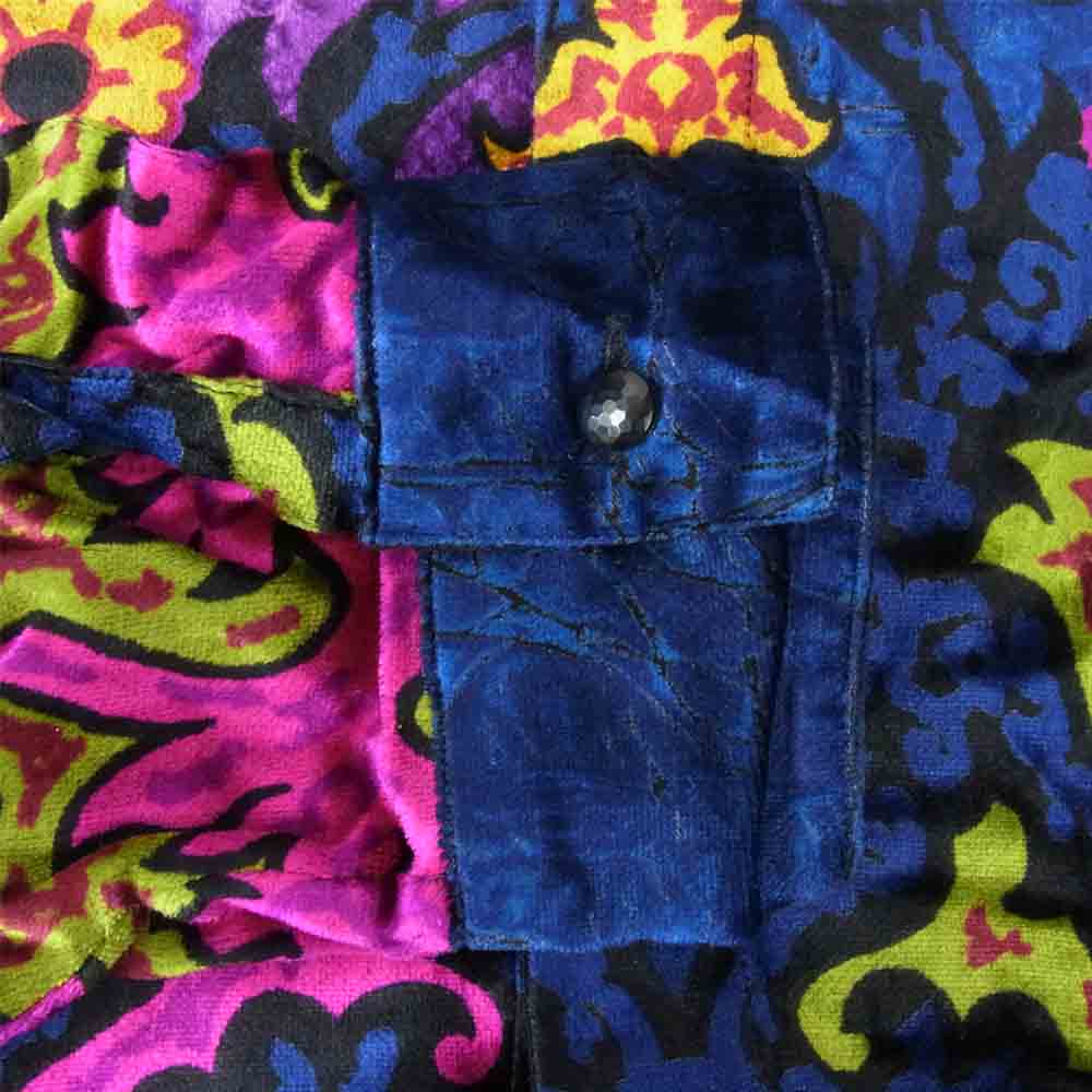 Gianni Versace ジャンニ・ヴェルサーチ イタリア製 シルク混ベルベット フラワー総柄 比翼 シャツ マルチカラー系 48【中古】