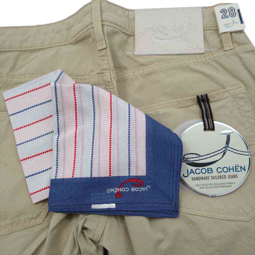 JACOB COHEN ヤコブコーエン 国内正規品 PW696 COMF ストレッチ ストレート スリム パンツ ベージュ系 28【新古品】【未使用】【中古】