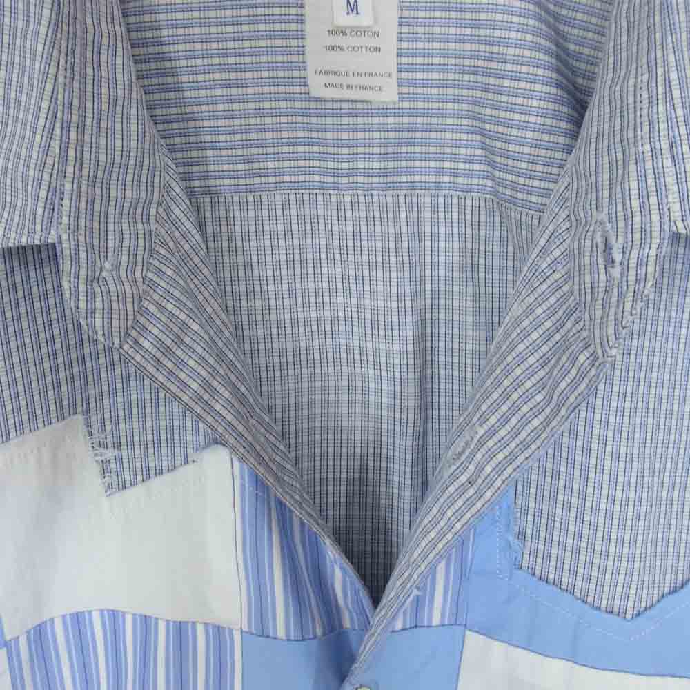 COMME des GARCONS コムデギャルソン SHIRT フランス製 S25052 Square Patchwork Shirt パッチワーク 長袖 シャツ ライトブルー系 M【中古】