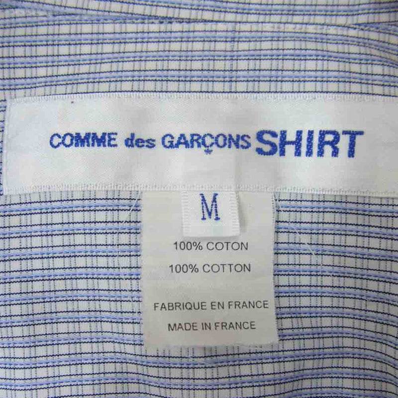 COMME des GARCONS コムデギャルソン SHIRT フランス製 S25052 Square Patchwork Shirt パッチワーク  長袖 シャツ ライトブルー系 M【中古】