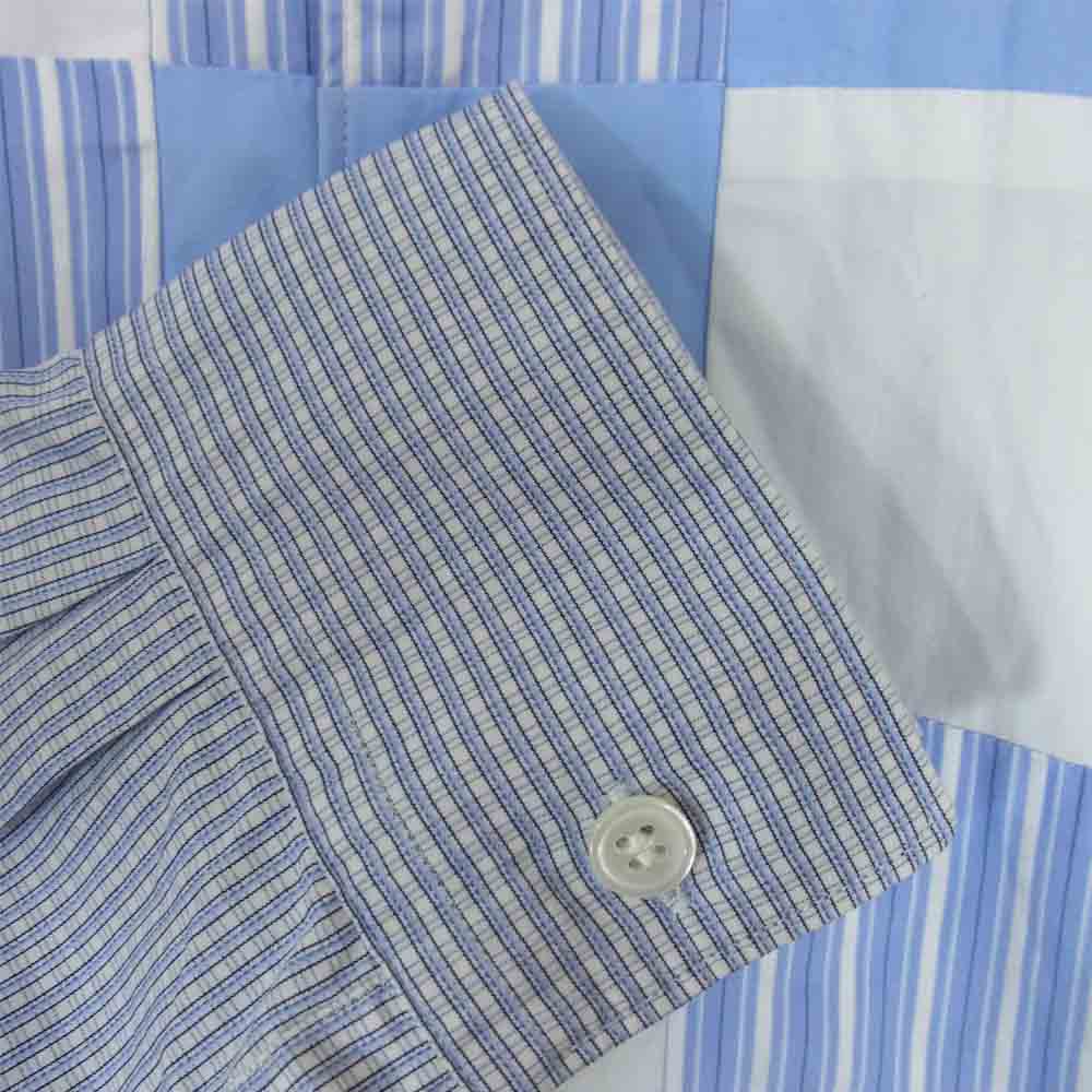 COMME des GARCONS コムデギャルソン SHIRT フランス製 S25052 Square Patchwork Shirt パッチワーク 長袖 シャツ ライトブルー系 M【中古】