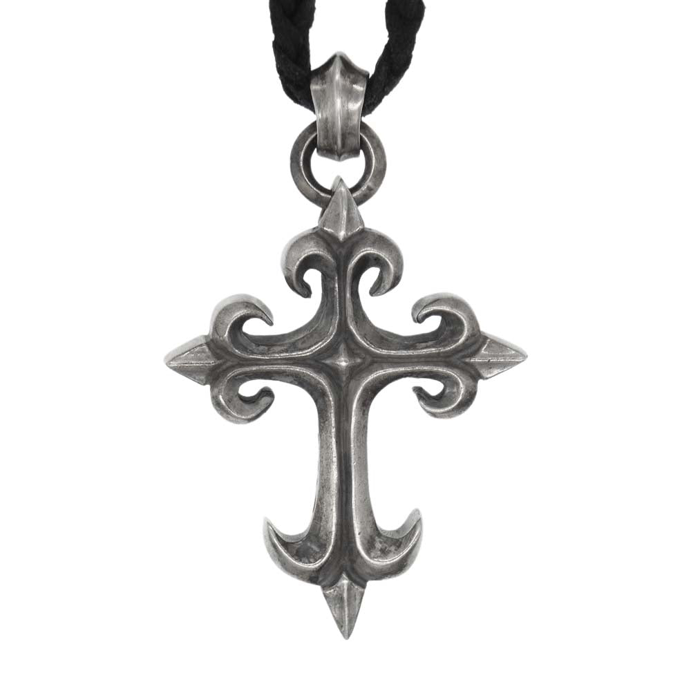 REID MFG リード エムエフジー GOTHIC CROSS ゴシック クロス スクエアコード レザー ネックレス シルバー系【中古】