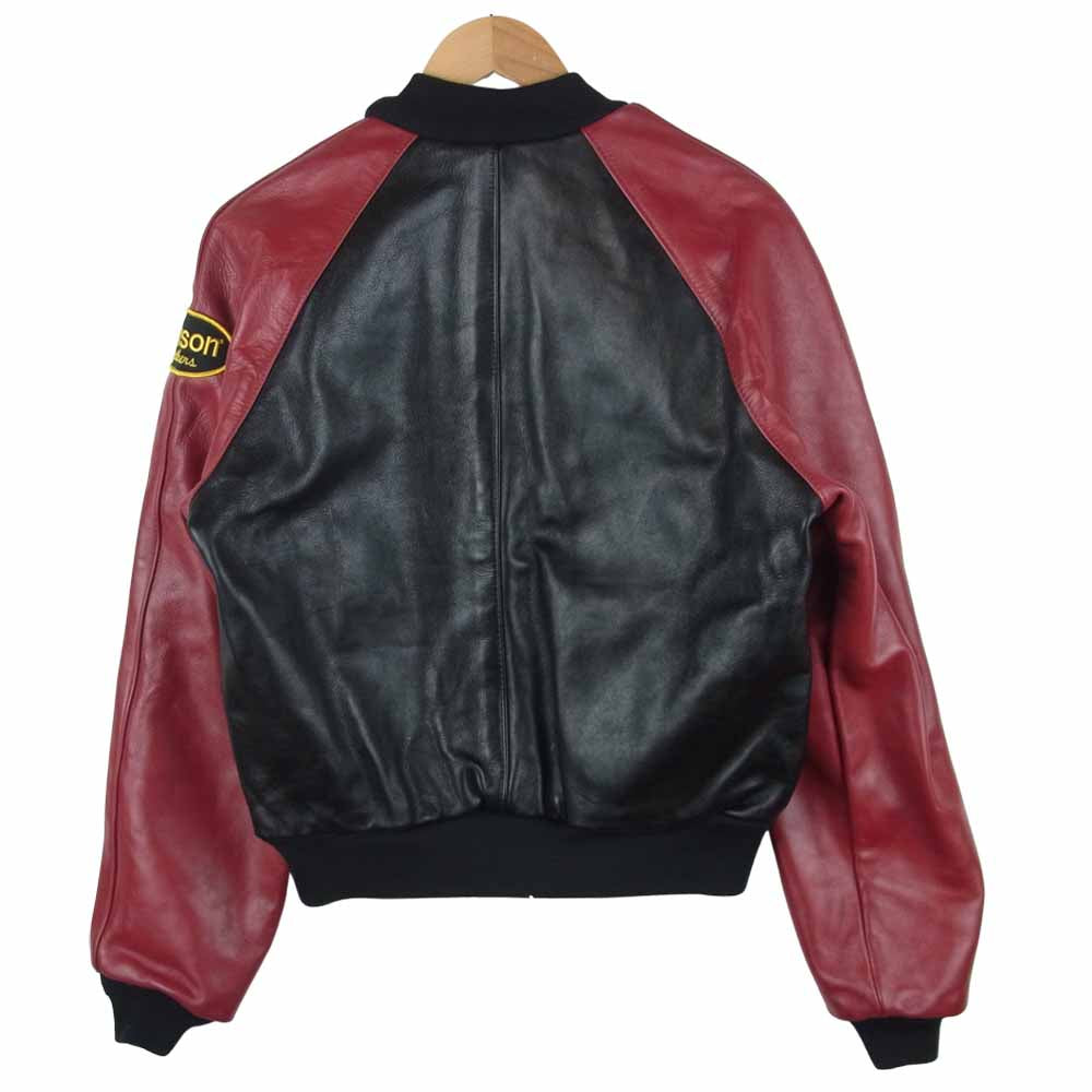 VANSON バンソン RPJ TEAM JACKET スタジャン レザージャケット ライダースジャケット  ブラック系 レッド系 40【中古】