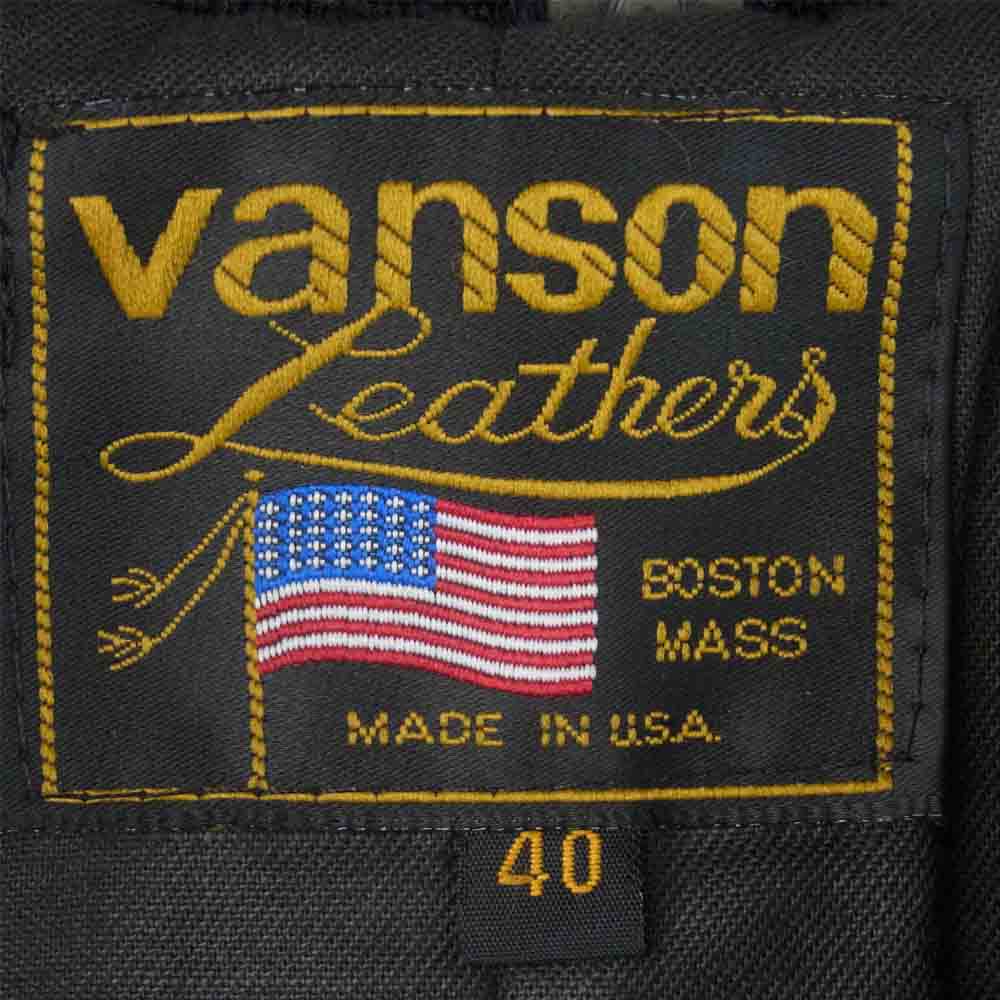 VANSON バンソン RPJ TEAM JACKET スタジャン レザージャケット ライダースジャケット  ブラック系 レッド系 40【中古】