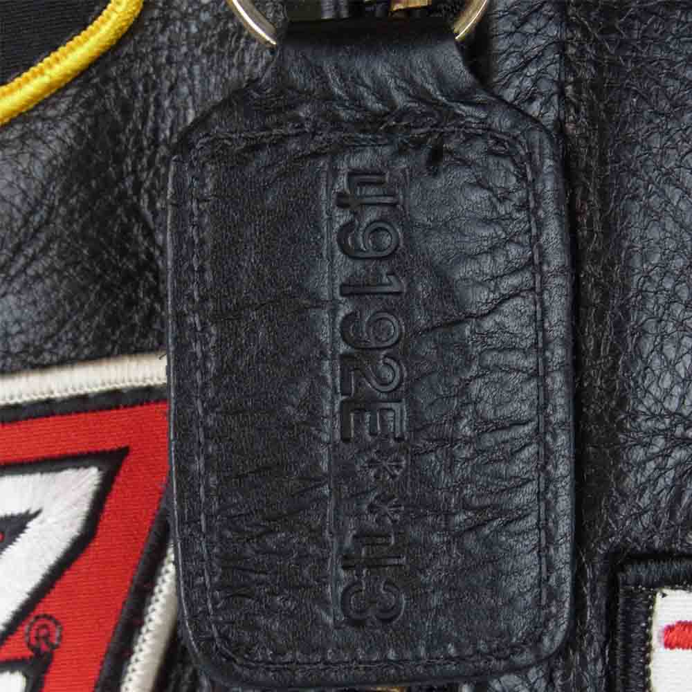 VANSON バンソン RPJ TEAM JACKET スタジャン レザージャケット ライダースジャケット  ブラック系 レッド系 40【中古】