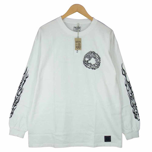 MASSES マシス SP02 × M&M PRINT L/S T-SHIRT エムアンドエム プリント 長袖 Tシャツ カットソー ホワイト系 XL【新古品】【未使用】【中古】