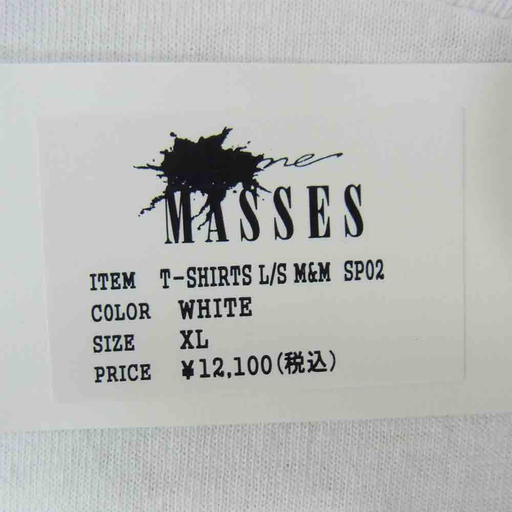 MASSES マシス SP02 × M&M PRINT L/S T-SHIRT エムアンドエム プリント 長袖 Tシャツ カットソー ホワイト系 XL【新古品】【未使用】【中古】