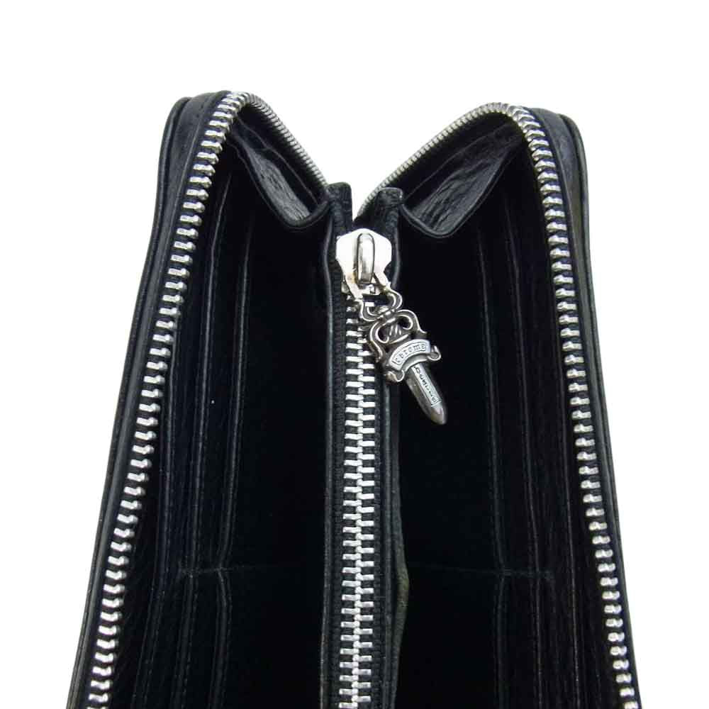 CHROME HEARTS クロムハーツ（原本有） 2020年購入品 レシート付 REC F ZIP 2 ラウンドジップ プレーン レザー ウォレット  ブラック系【中古】