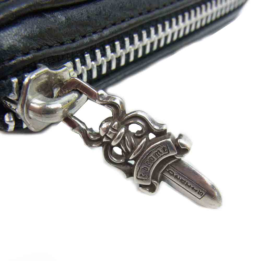 CHROME HEARTS クロムハーツ（原本有） 2020年購入品 レシート付 REC F ZIP 2 ラウンドジップ プレーン レザー ウォレット  ブラック系【中古】