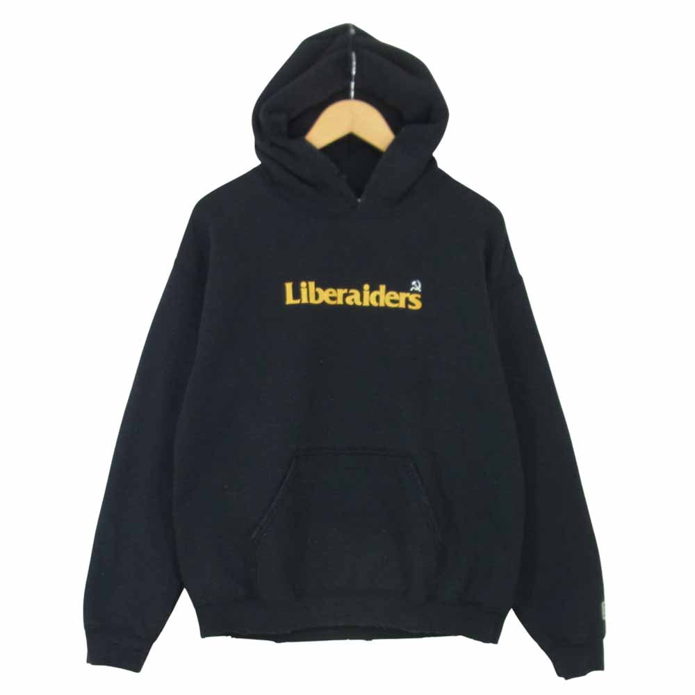 リベレイダース ダメージ加工 ロゴプリント フーディー ブラック系 M【中古】