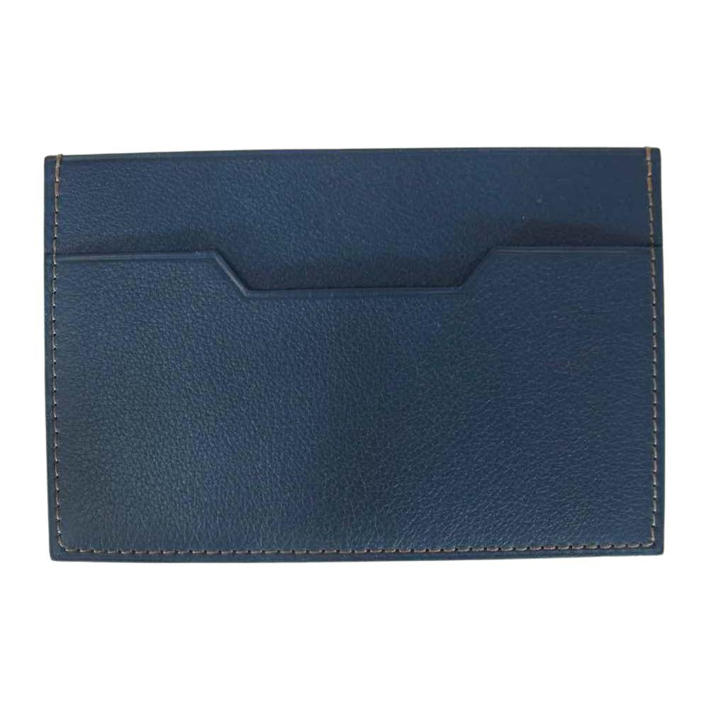 カミーユ・フォルネ カーフレザー カードケース ブルー系【極上美品】【中古】