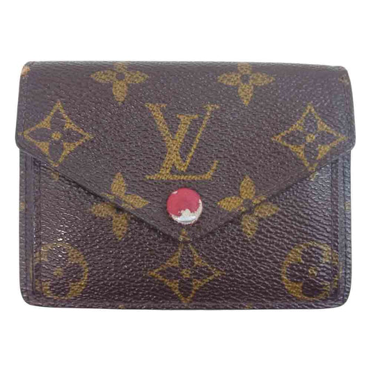 LOUIS VUITTON ルイ・ヴィトン M41938 モノグラム ポルトフォイユ ヴィクトリーヌ ウォレット ブラウン系 レッド系【中古】