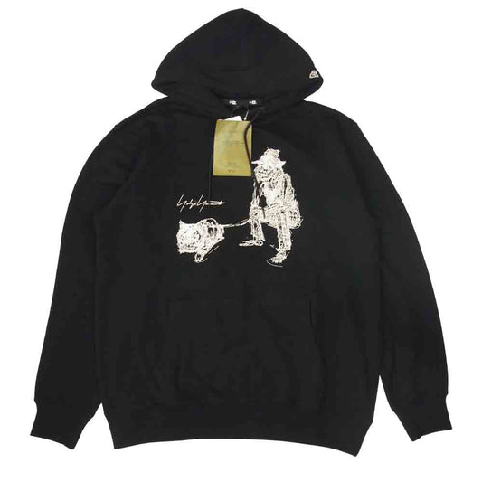 Yohji Yamamoto ヨウジヤマモト POUR HOMME プールオム 21AW HX-T85-985 New Era Yuuka Asakura DRAWING PRINT SWEAT PULLOVER HOODIE ニューエラ 朝倉優佳 デッサンプリント パーカー ブラック系 5【新古品】【未使用】【中古】