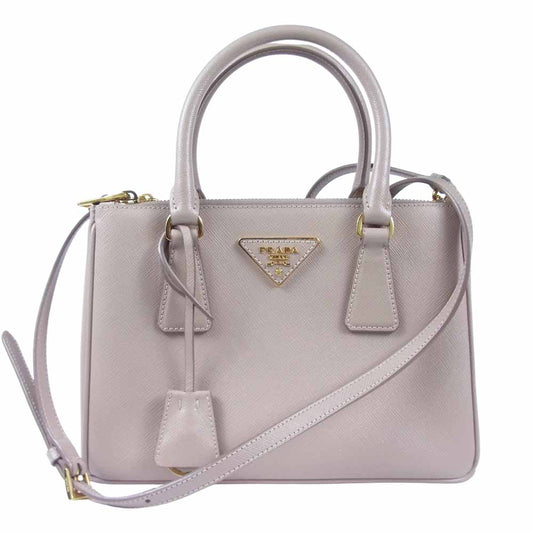 PRADA プラダ 1BA906  ガレリア サフィアーノ レザー マイクロ バッグ ショルダー ハンド ベージュ系【中古】