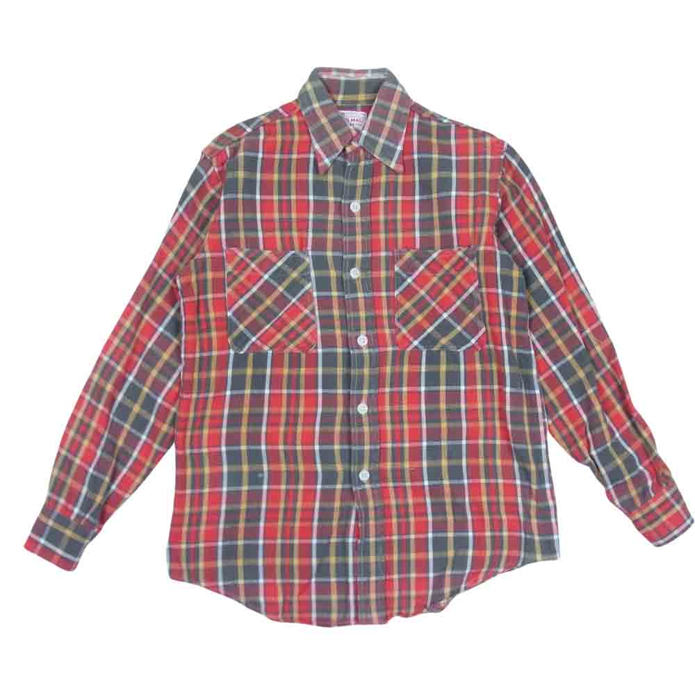 BIG MAC ビッグマック 70s 単色タグ チェック ネル シャツ チェックシャツ レッド系 SM【中古】