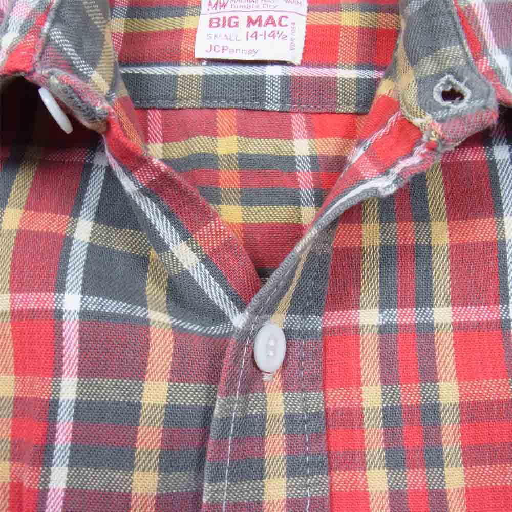 BIG MAC ビッグマック 70s 単色タグ チェック ネル シャツ チェックシャツ レッド系 SM【中古】