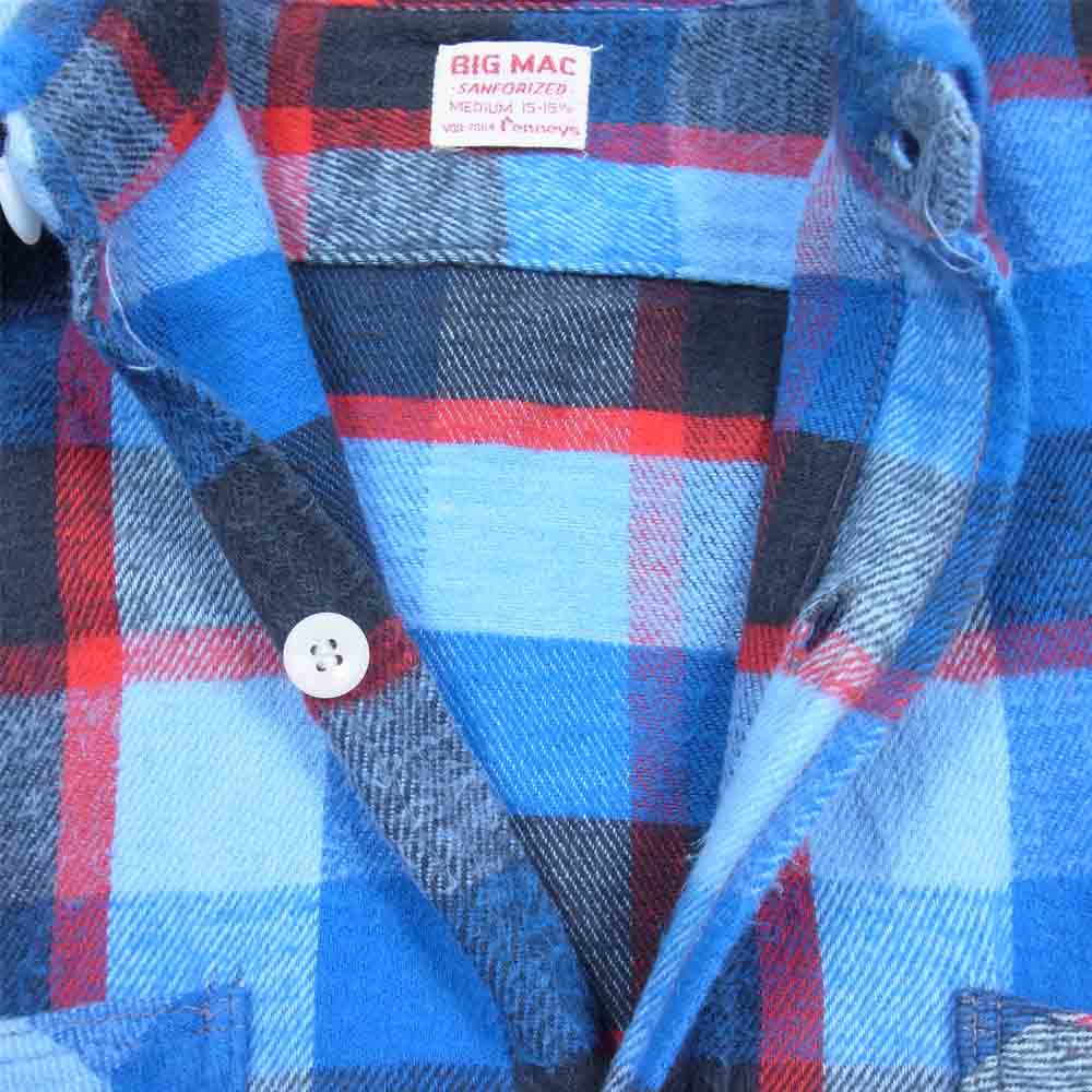 BIG MAC ビッグマック 60s 単色タグ チェック ヘビーネル シャツ ブルー系 M【中古】