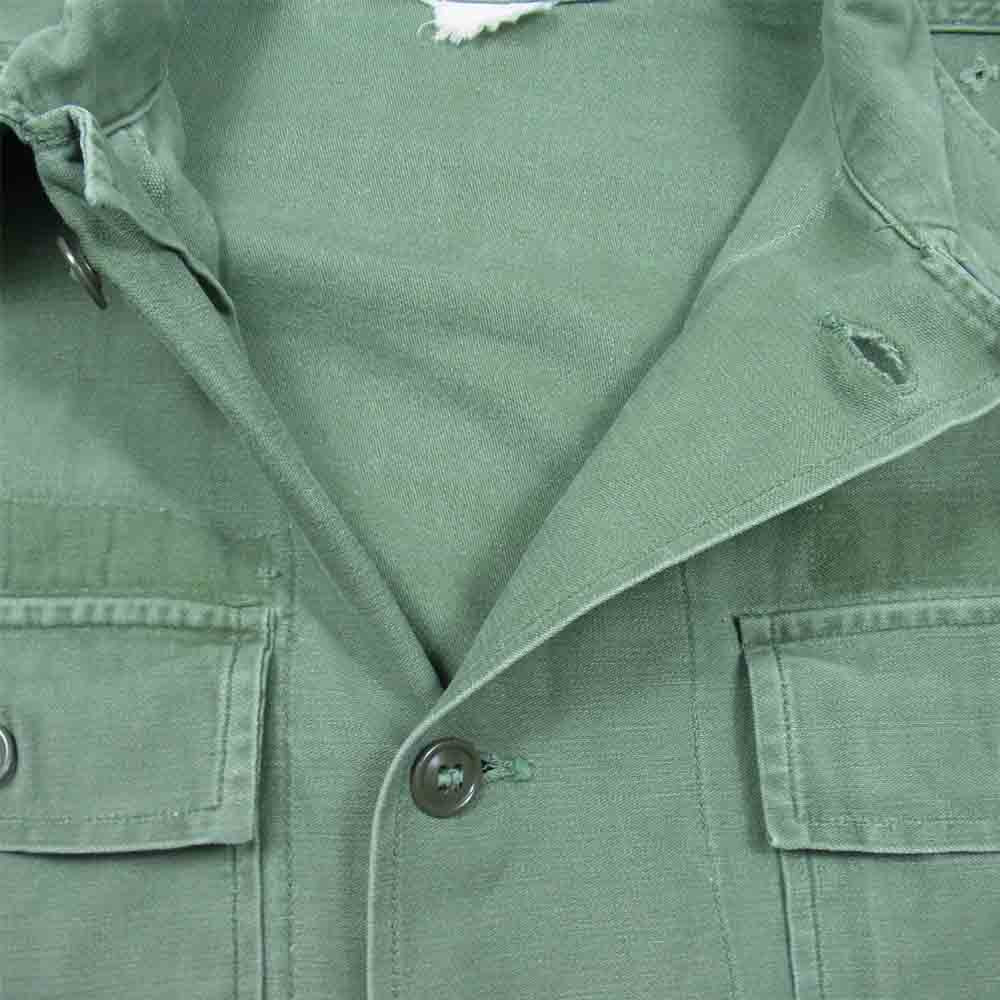 60s U.S.ARMY USMC OG-107 コットン サテン シャツ 長袖シャツ カーキ系 表記無し【中古】