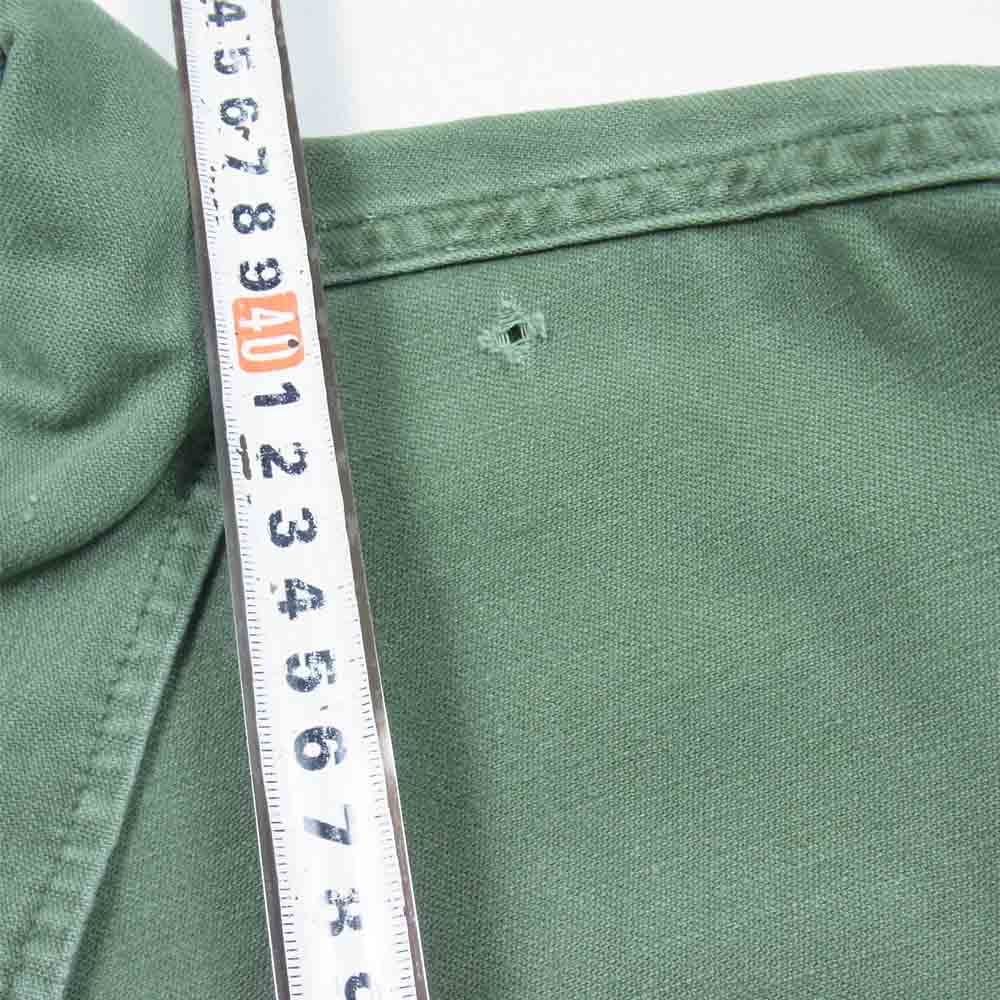 60s U.S.ARMY USMC OG-107 コットン サテン シャツ 長袖シャツ カーキ系 表記無し【中古】