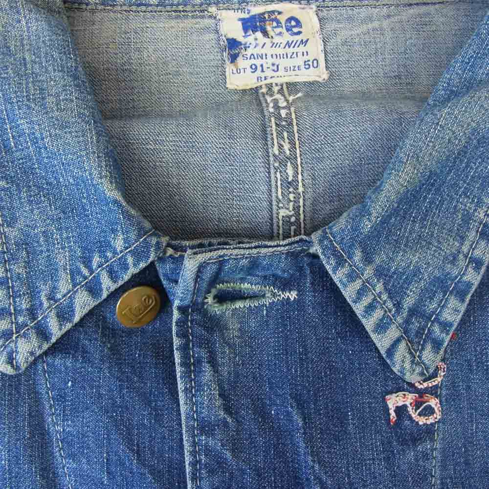 Lee リー 40s~50s ロングLボタン 91-J デニム カバーオール インディゴブルー系 50【中古】
